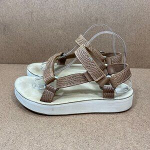 Teva Womens Midform Univeral Sandals Desert Sage Size 8 Tan Leather Straps